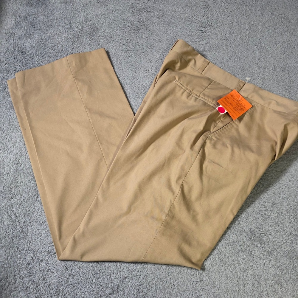 Gallery 5 Mens 36x32 Dress Chinos Khaki Tan Vintage Straight Leg Trousers - Picture 1 of 8